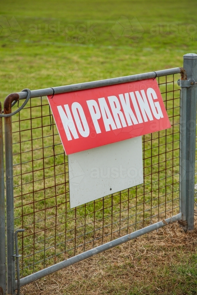 No Parking sign on a fence - Australian Stock Image