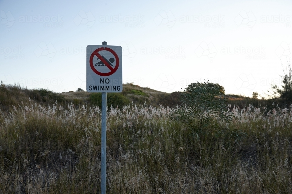 No swimming sign - Australian Stock Image