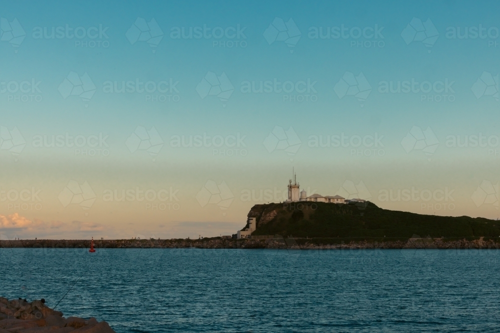 Nobbys Lighthouse on the headland at Newcastle, NSW - Australian Stock Image