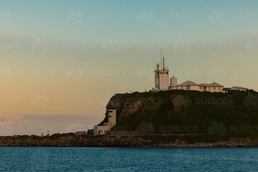 Nobbys Lighthouse on the headland at Newcastle, NSW - Australian Stock Image