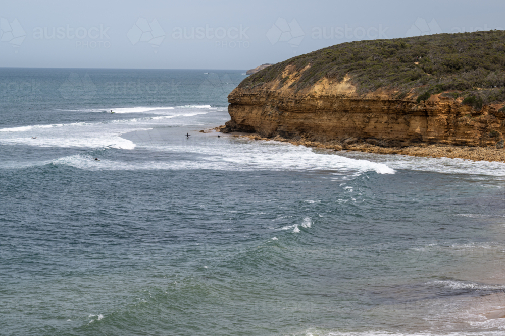 ocean water and cliff at Bells Beach - Australian Stock Image