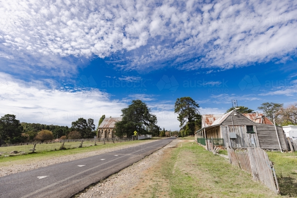 Old buildings in the historic gold mining town of Hill End NSW - Australian Stock Image