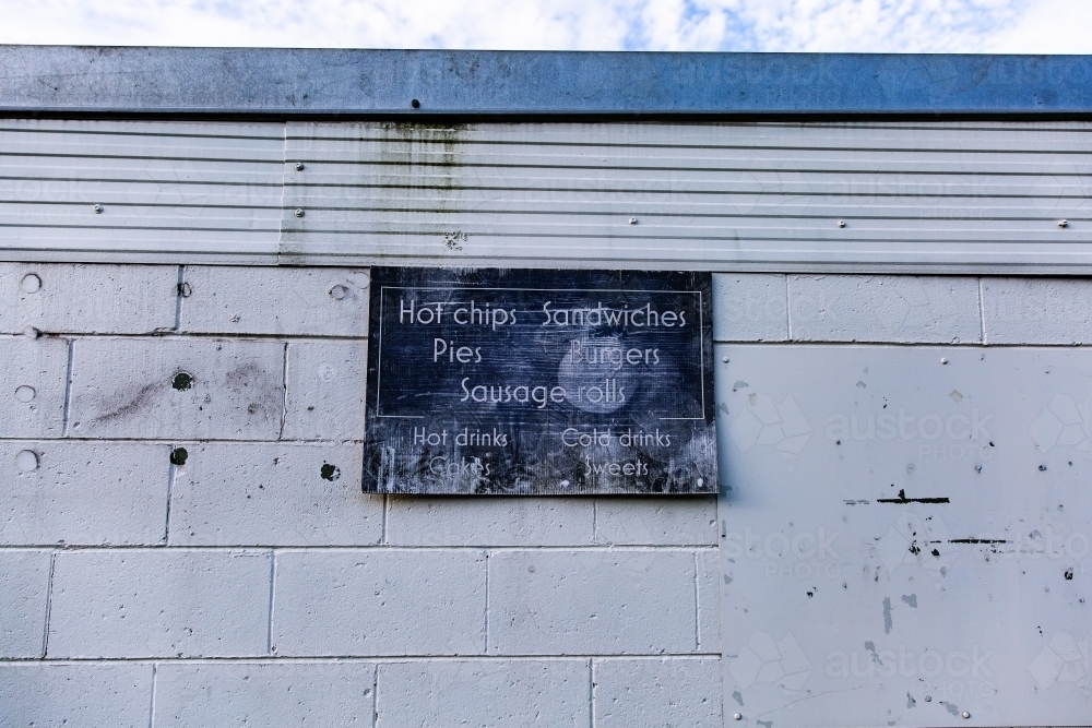 old canteen sign at a football club - Australian Stock Image