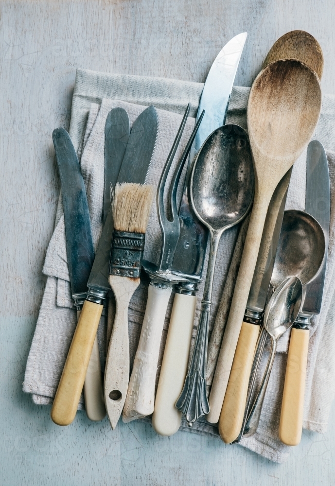 Old cutlery and utensils. - Australian Stock Image