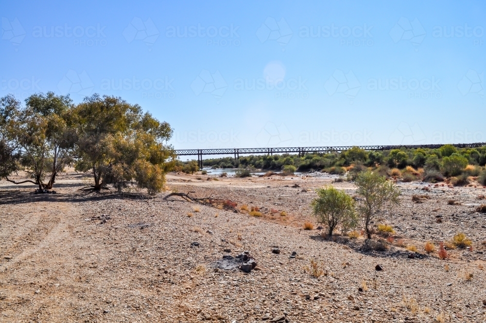 Old Ghan railway bridge - Australian Stock Image