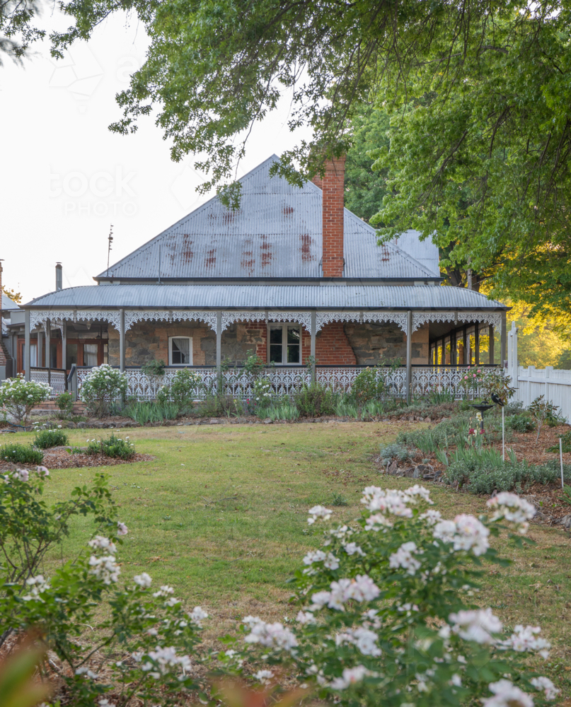 Old historic cottage and country garden - Australian Stock Image