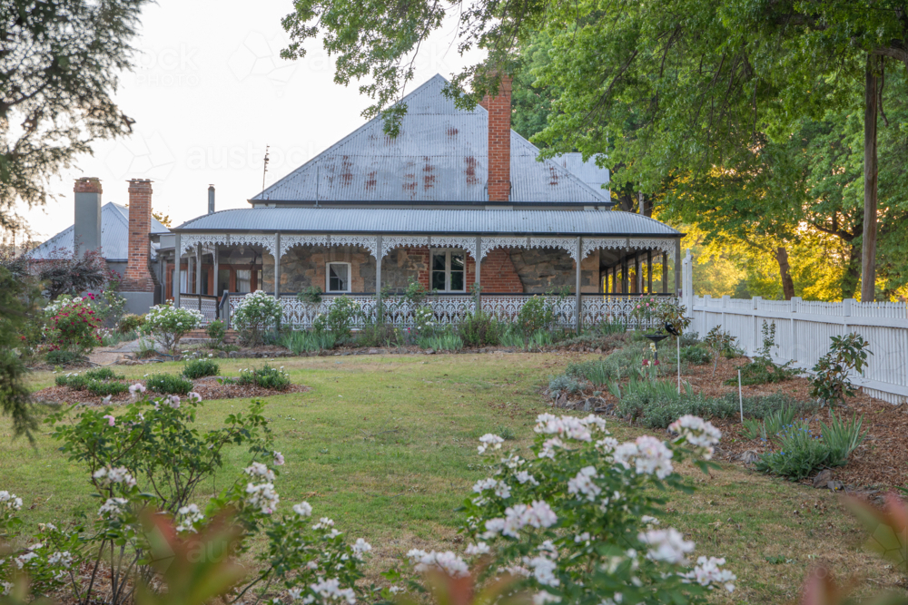 Old historic cottage and country garden - Australian Stock Image