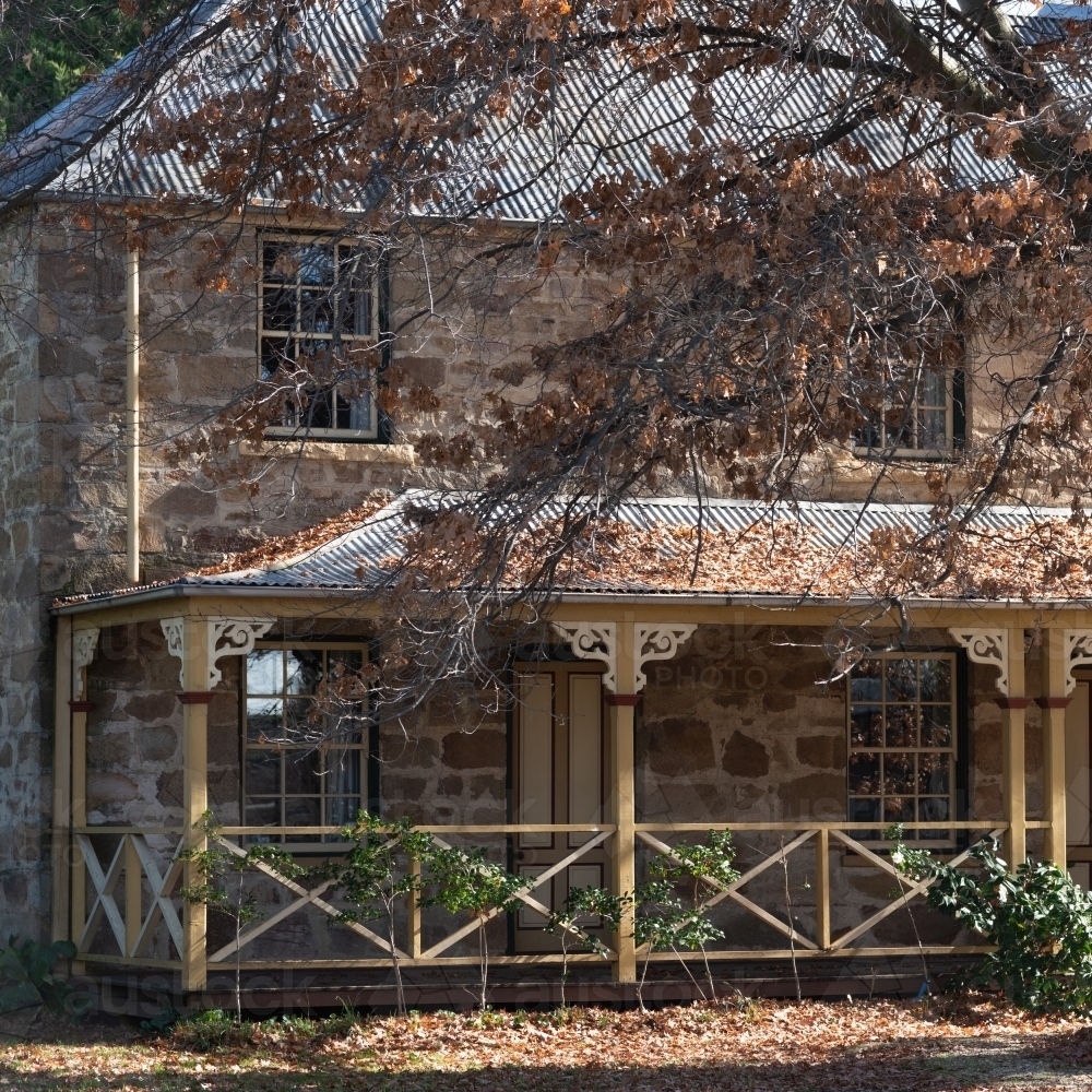 Old rural victorian home with front porch veranda - Australian Stock Image