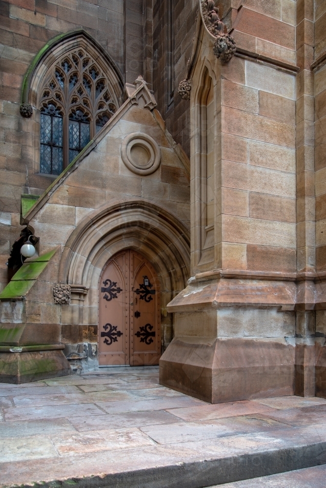 Old sandstone church with door - Australian Stock Image