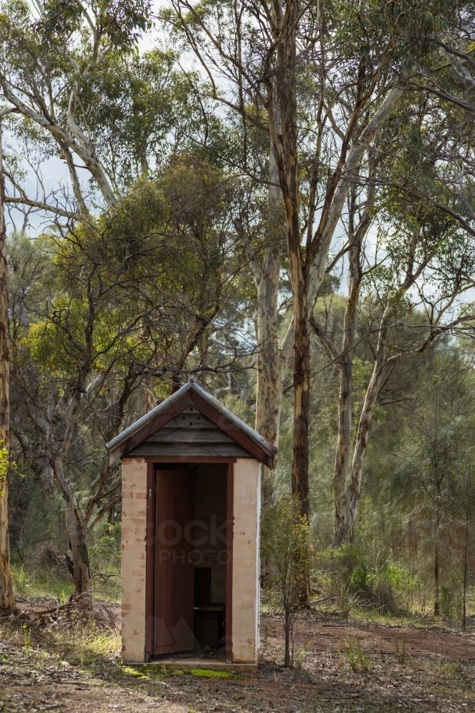 Outside dunny on bush block - Australian Stock Image