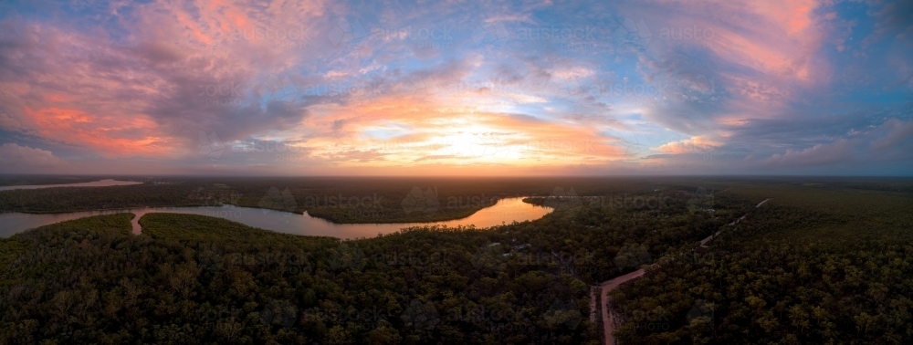 Panorama shot of river during sunset - Australian Stock Image