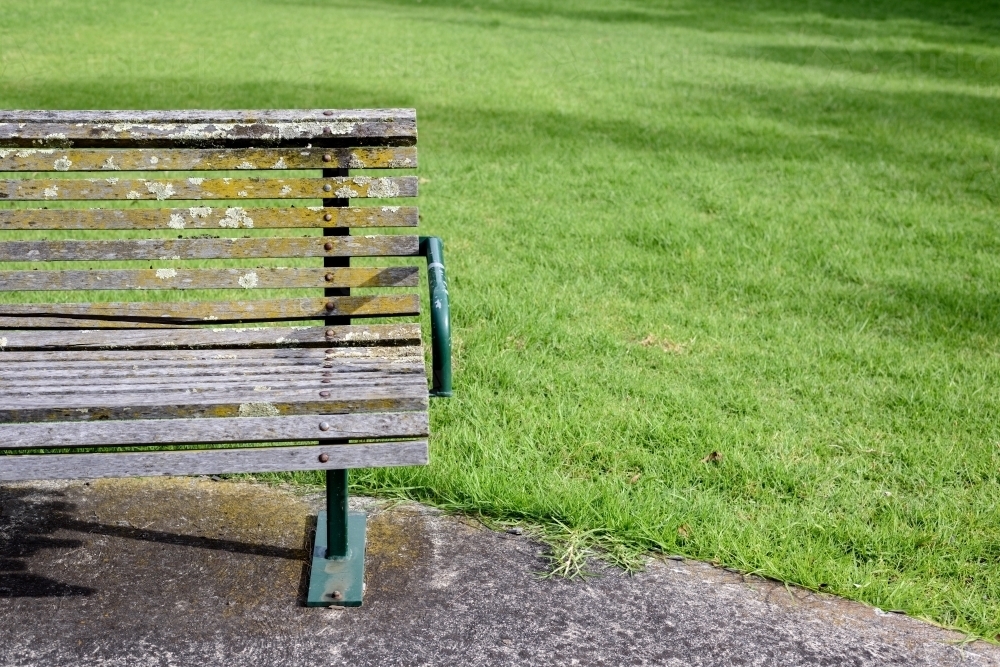 Park roadside benches, part close-up - Australian Stock Image