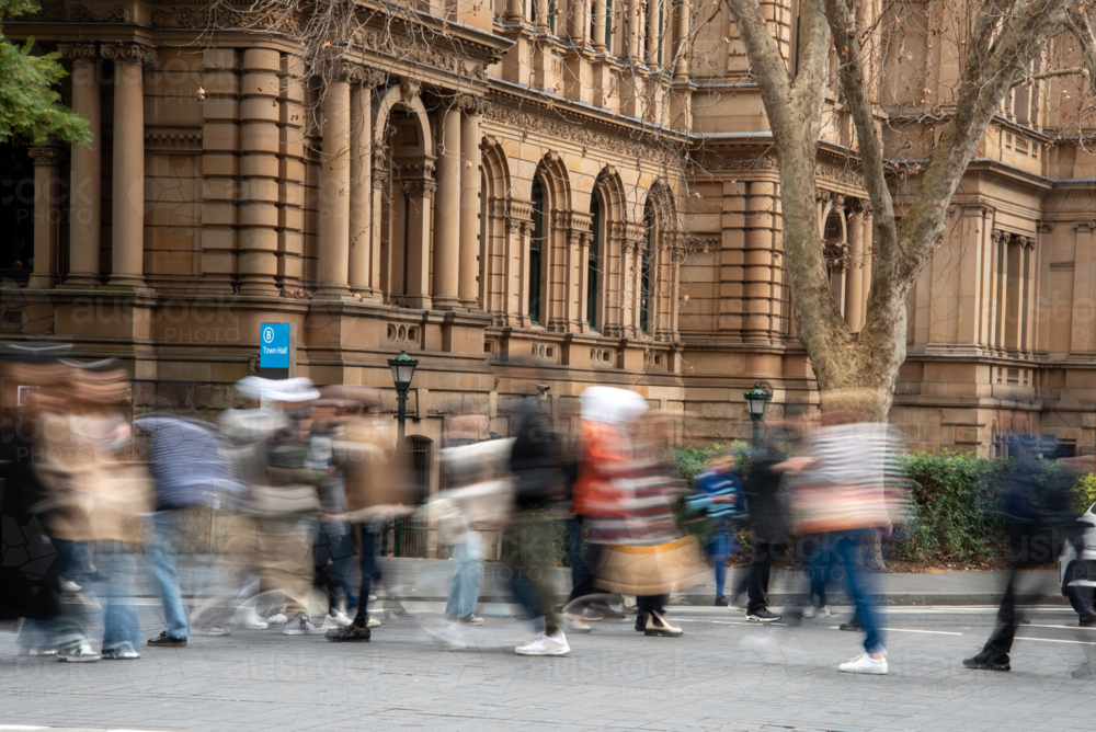 Pedestrians crossing road in front of Town Hall - Australian Stock Image