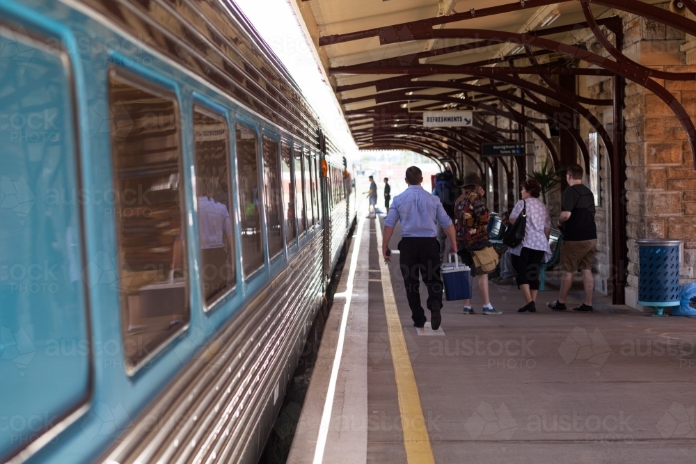 People at train station - Australian Stock Image