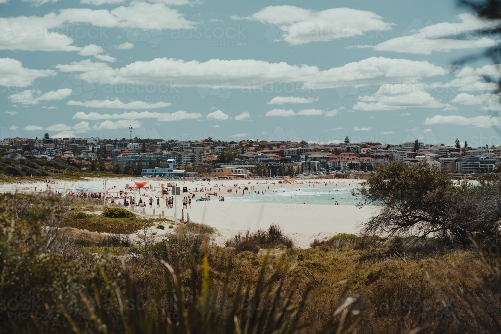 People enjoying Maroubra Beach on a bright summers day - Australian Stock Image