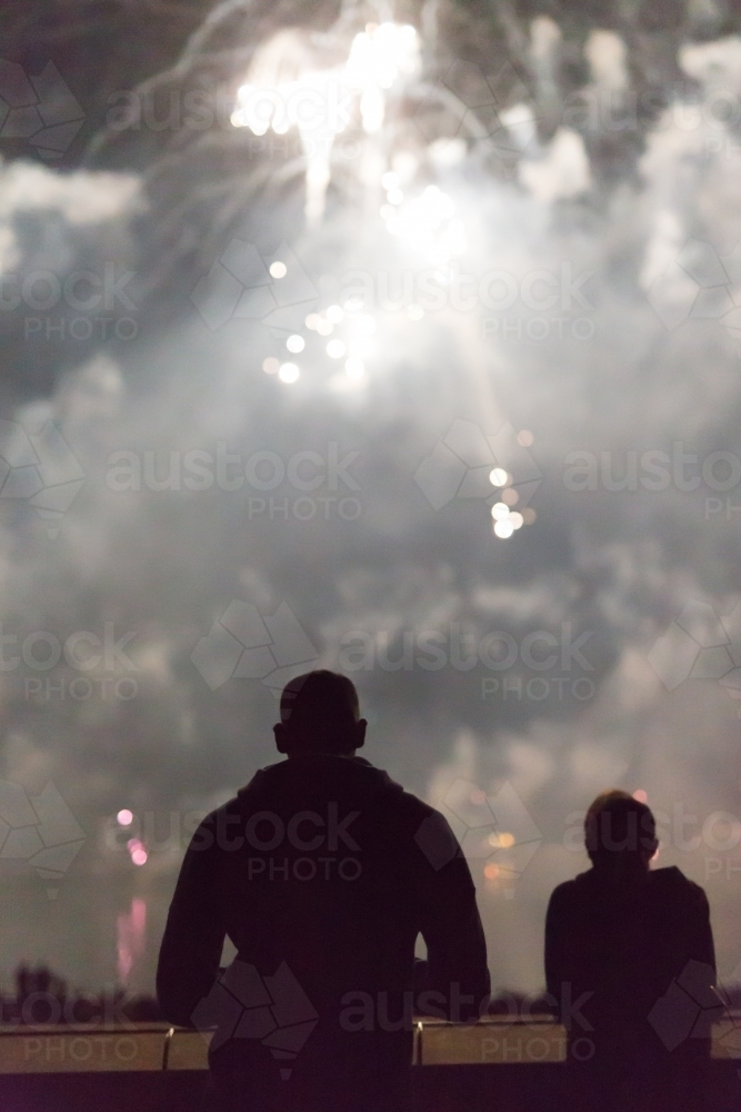 People watching the fireworks display at skyfire, Canberra - Australian Stock Image