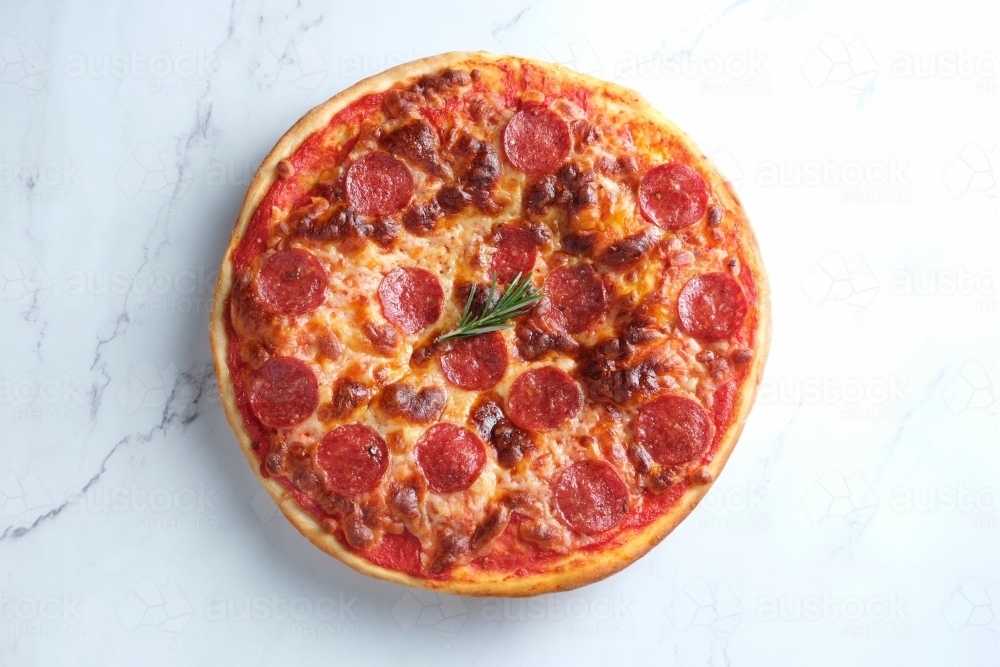 Pepperoni pizza dish - Australian Stock Image