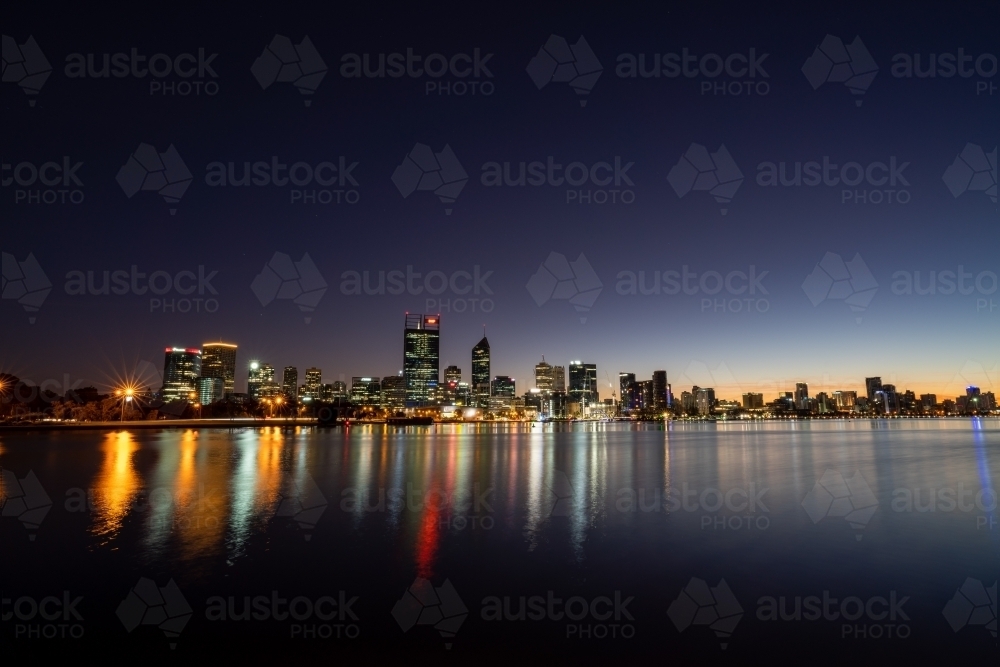 Perth City Skyline Before Sunrise - Australian Stock Image