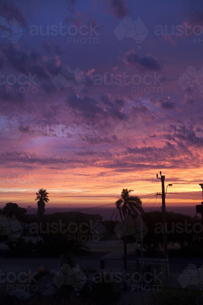 Perth fiery sunset - Australian Stock Image