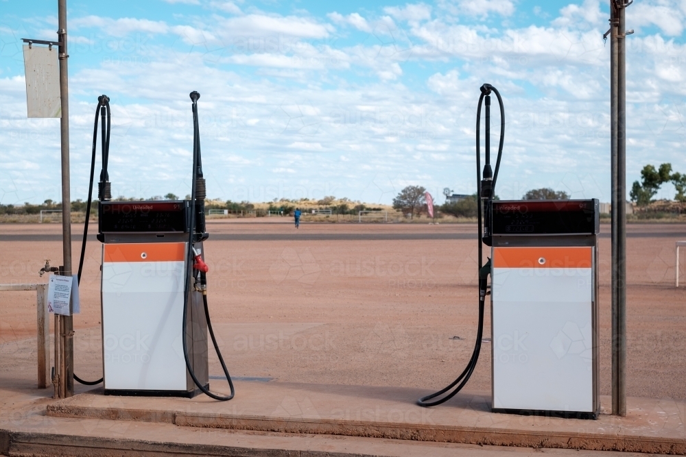 petrol pumps at curtin springs in the outback - Australian Stock Image