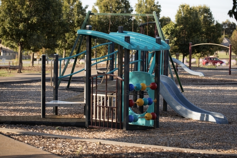 Playground with no children playing in it - Australian Stock Image