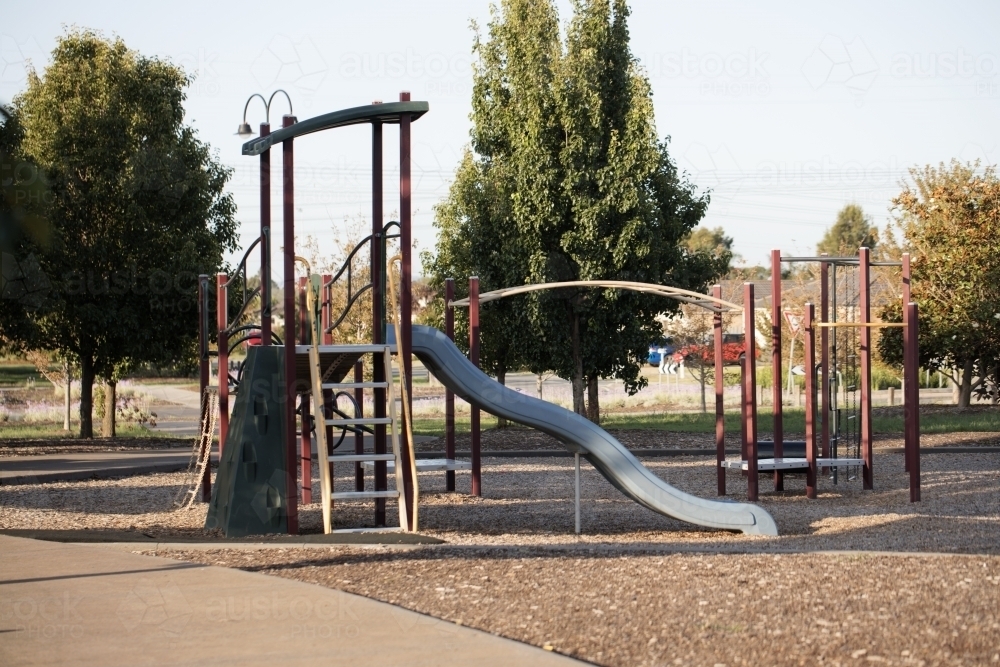 Playground with no children playing in it - Australian Stock Image