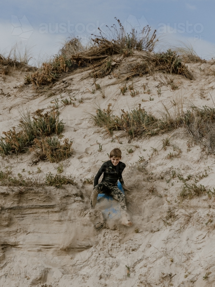 Playing in the Sand Dunes - Australian Stock Image