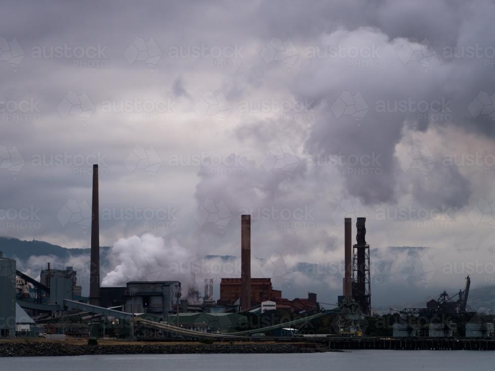 Port Kembla Steelworks on an overcast day - Australian Stock Image