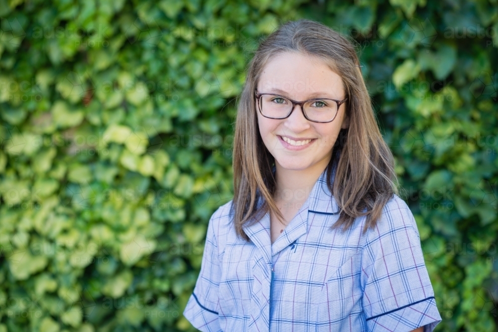 portrait of a grade 8 student in her uniform - Australian Stock Image