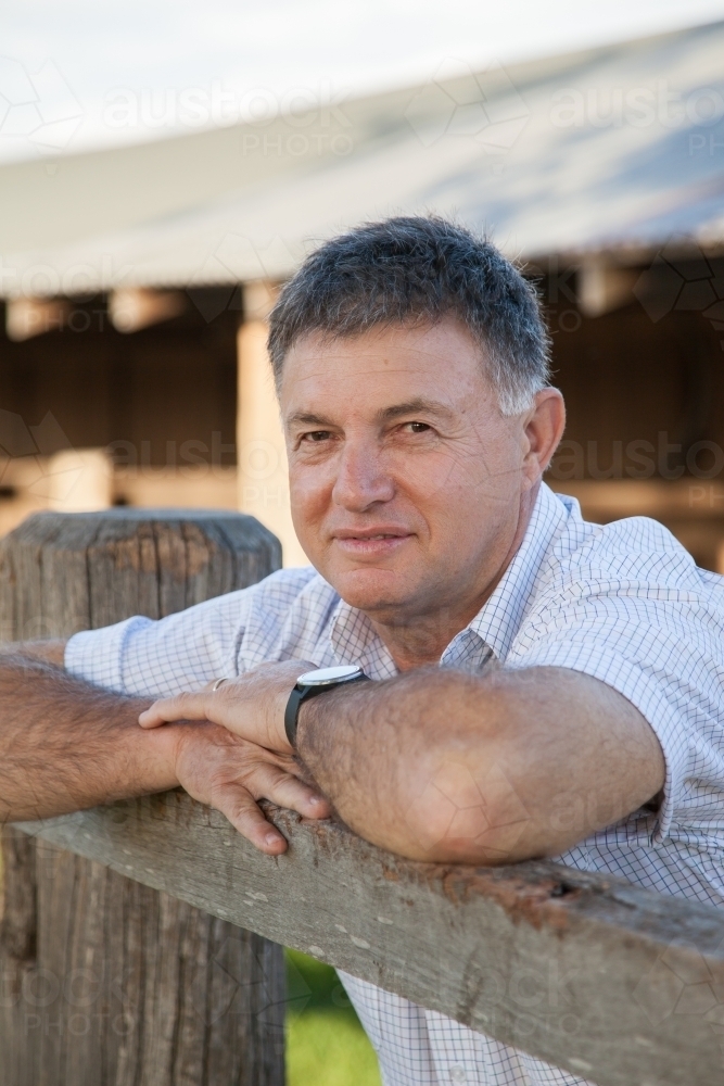 Portrait of a happy middle aged Australian man outside - Australian Stock Image