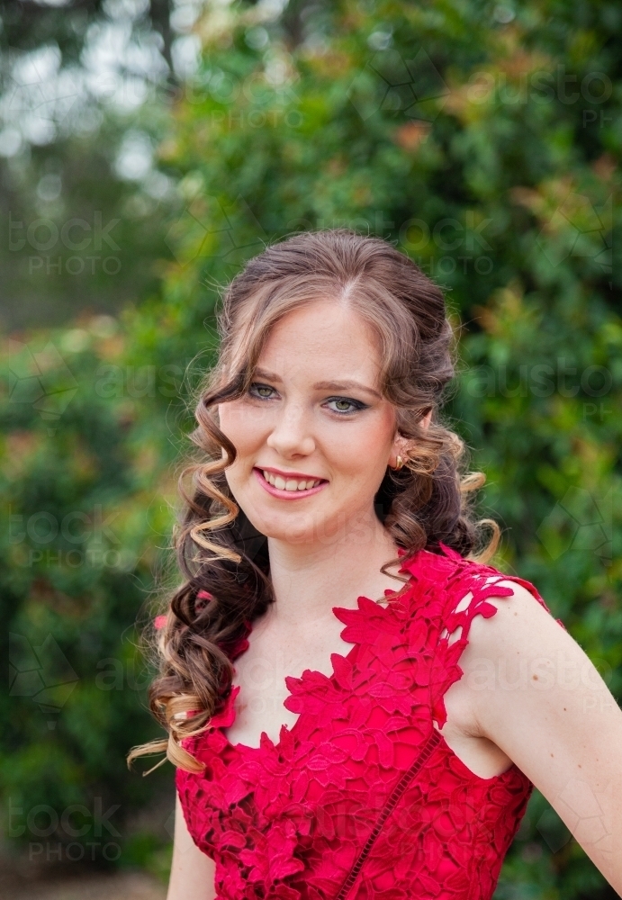 Portrait of a teenager ready for end of year twelve school formal - Australian Stock Image