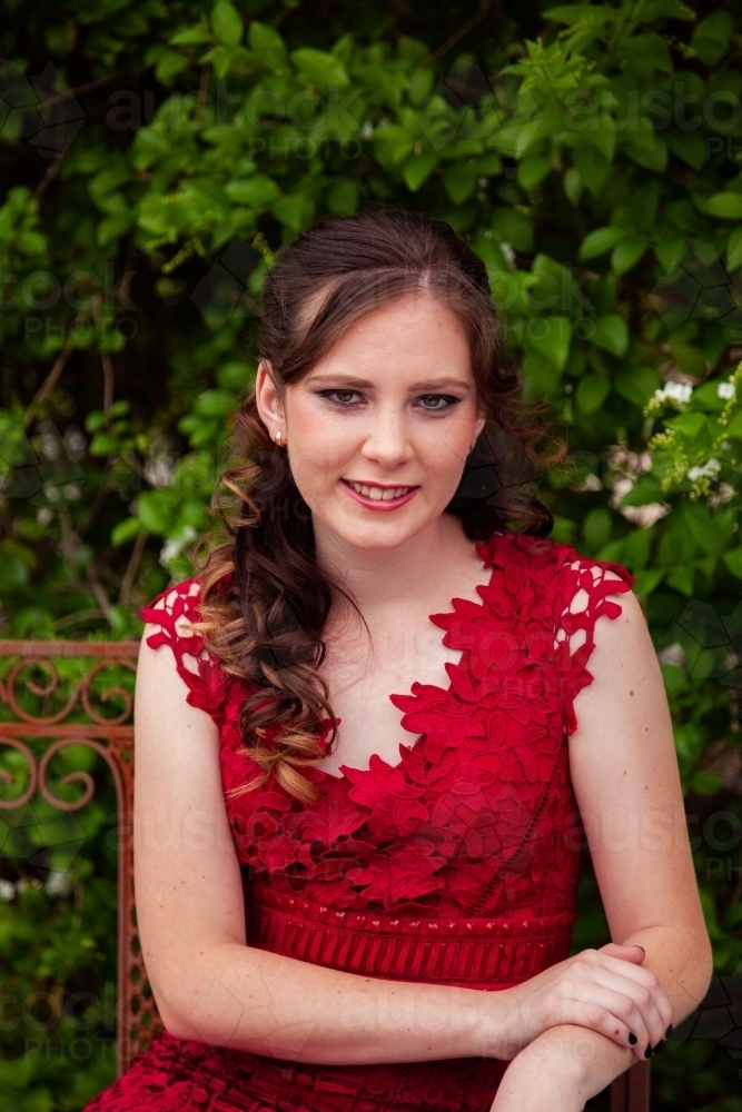 Portrait of a teenager ready for end of year twelve school formal - Australian Stock Image