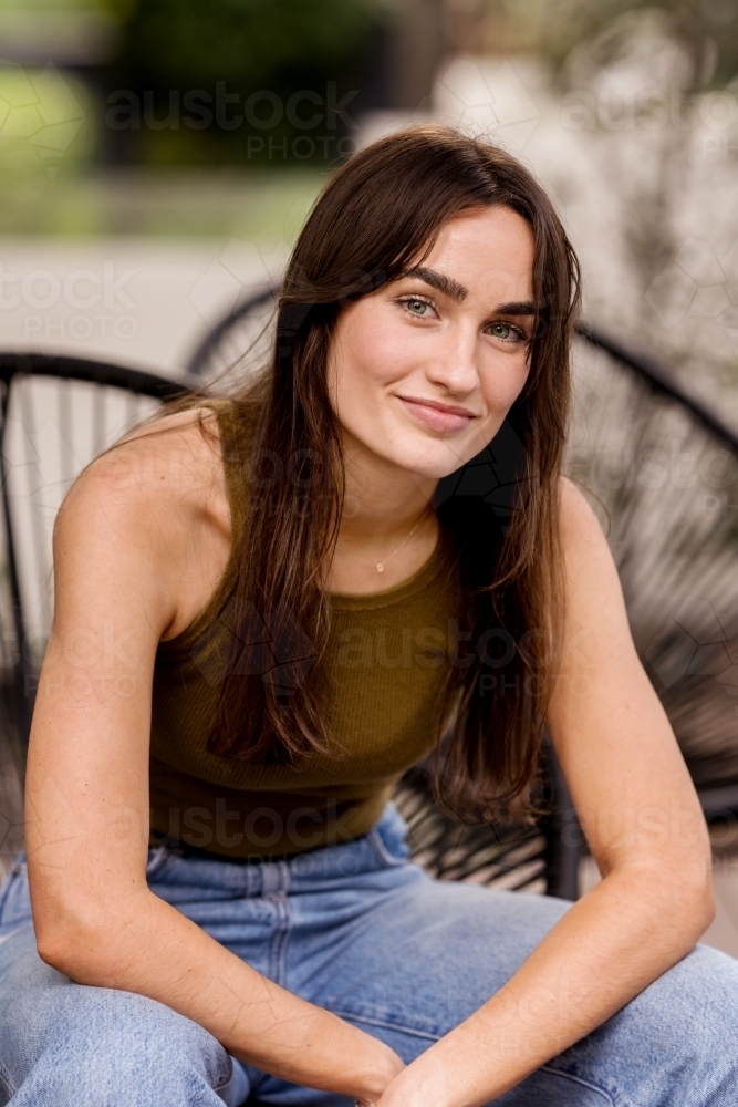 portrait of smiling genZ woman - Australian Stock Image