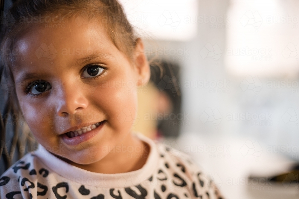 Portrait of young Aboriginal girl - Australian Stock Image