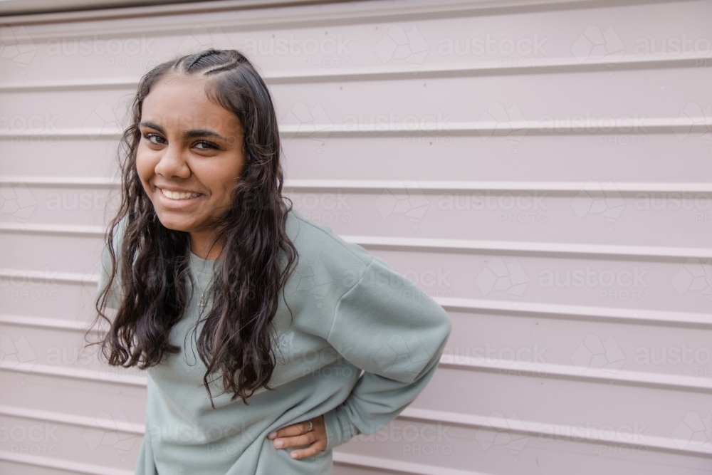 Portrait of young Aboriginal woman - Australian Stock Image