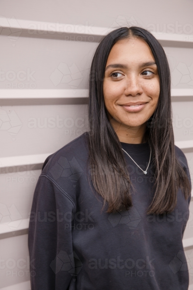 Portrait of young Aboriginal woman - Australian Stock Image