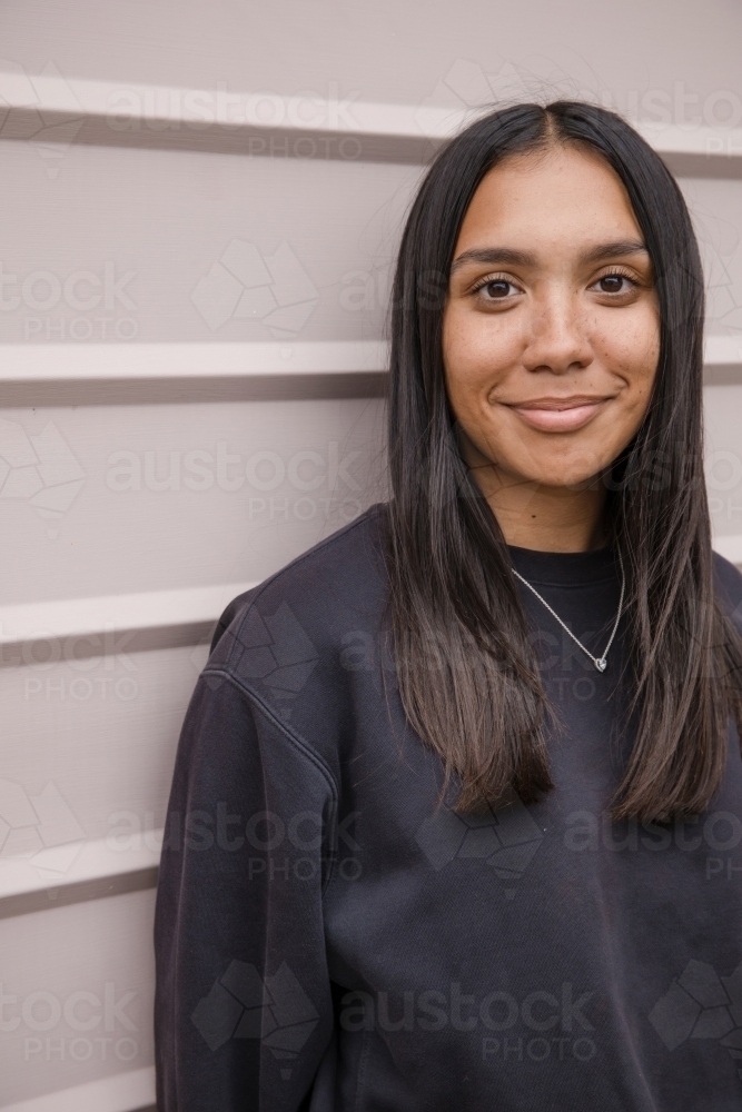 Portrait of young Aboriginal woman - Australian Stock Image