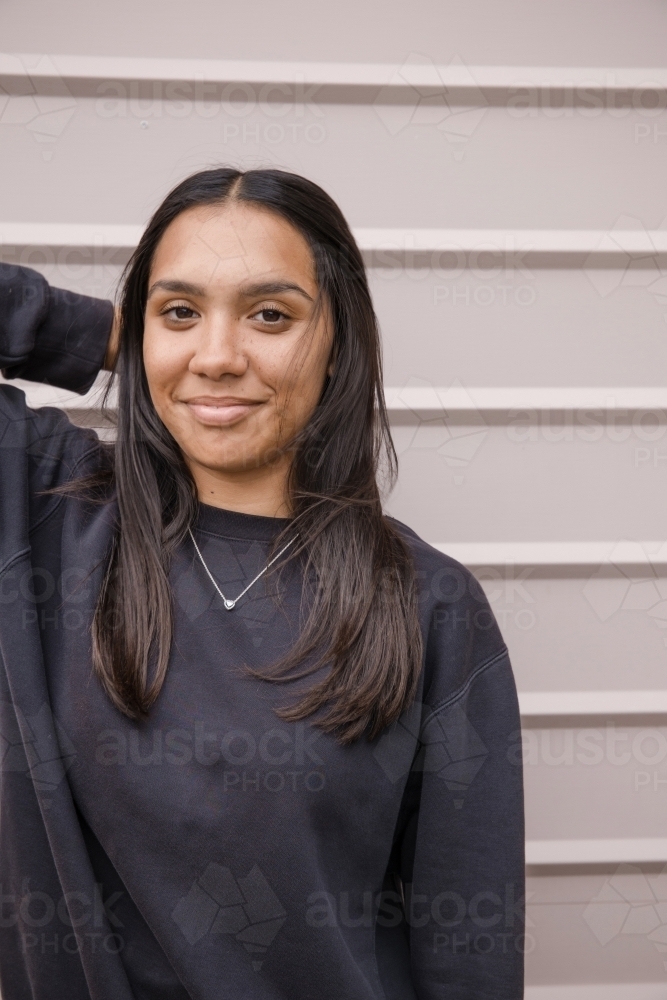 Portrait of young Aboriginal woman - Australian Stock Image