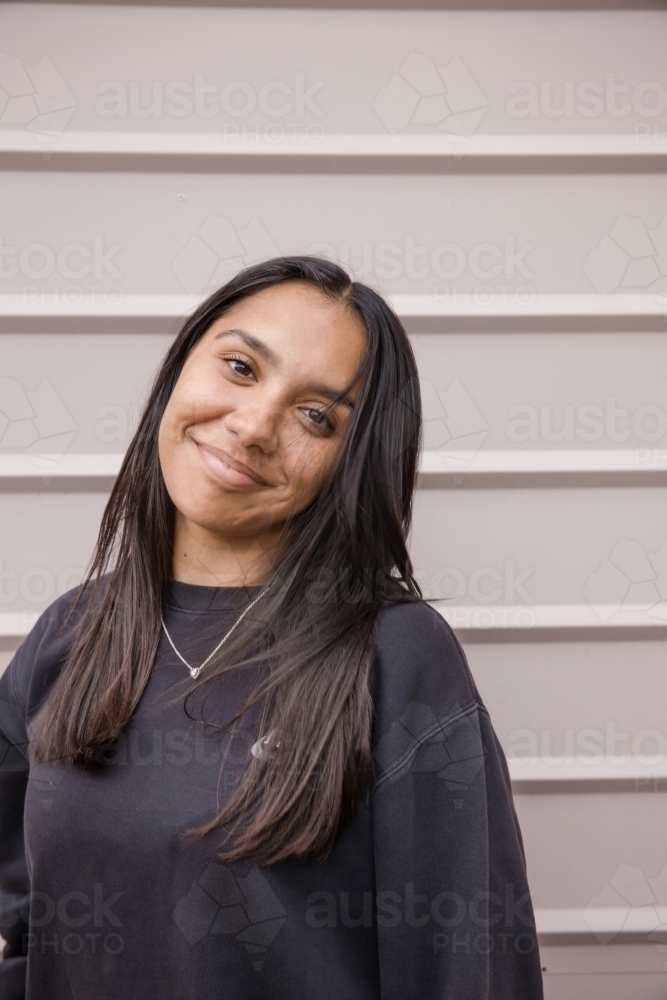 Portrait of young Aboriginal woman - Australian Stock Image