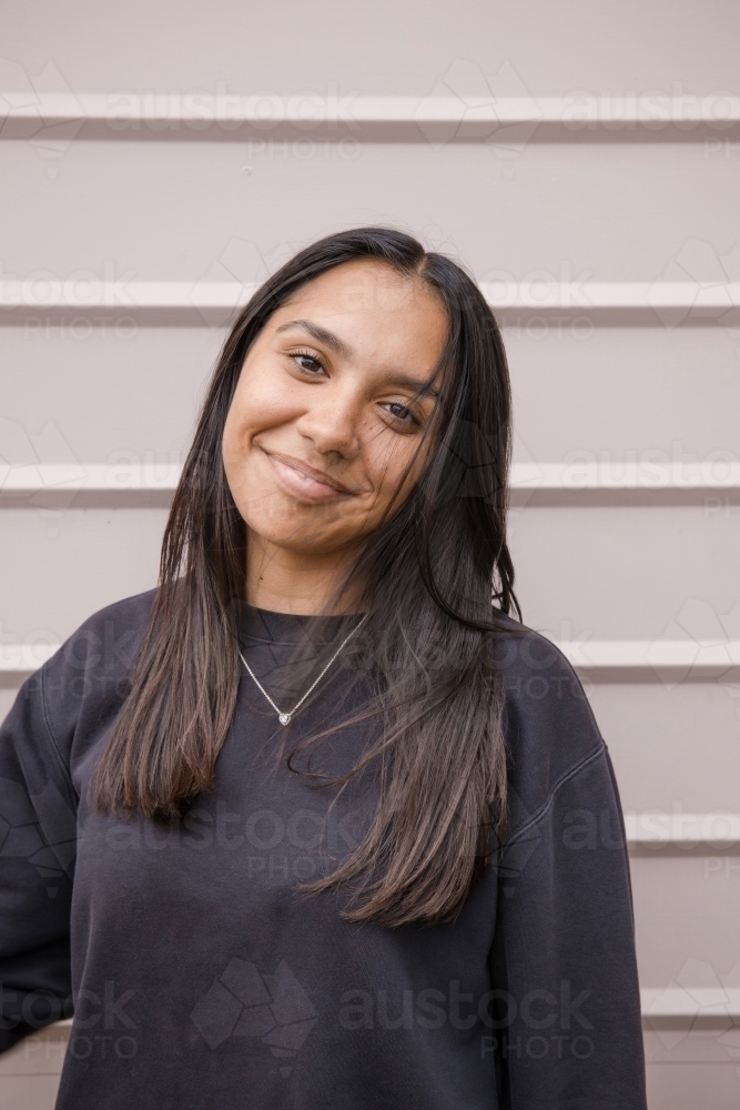 Portrait of young Aboriginal woman - Australian Stock Image