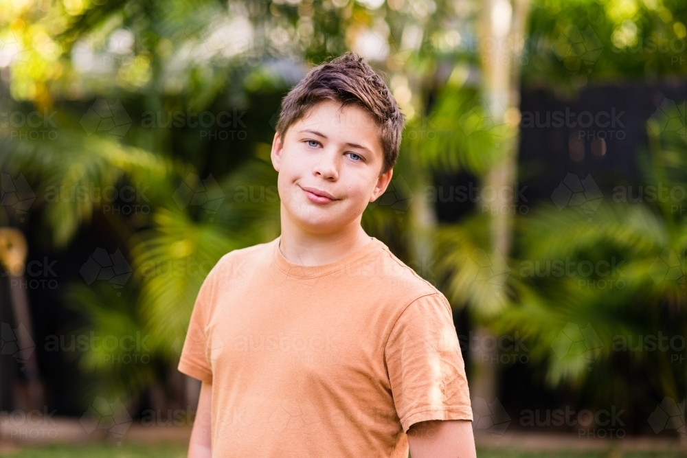 portrait of young teen boy - Australian Stock Image