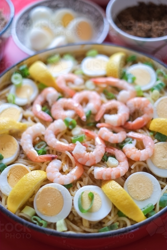 Prawn pasta dish - Australian Stock Image