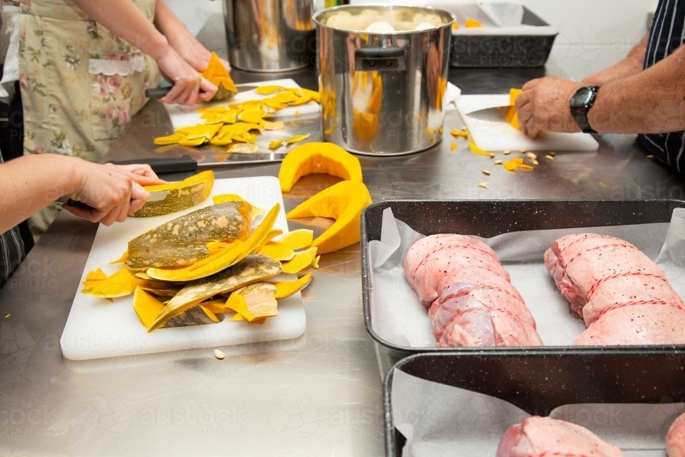 Preparing food for community meal - Australian Stock Image