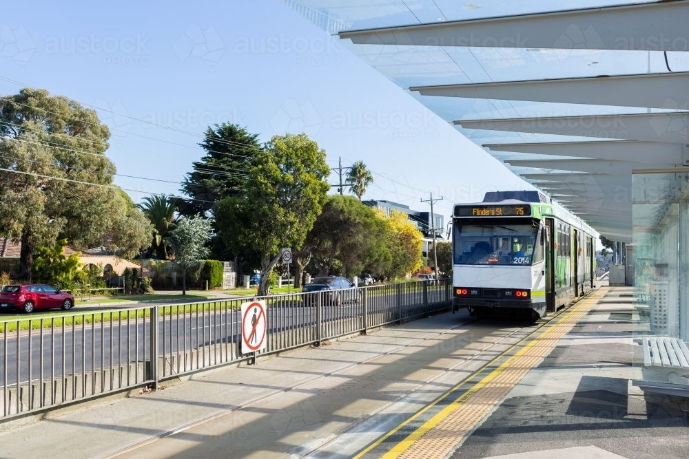 Public transport tram from Vermont South to Docklands - Australian Stock Image