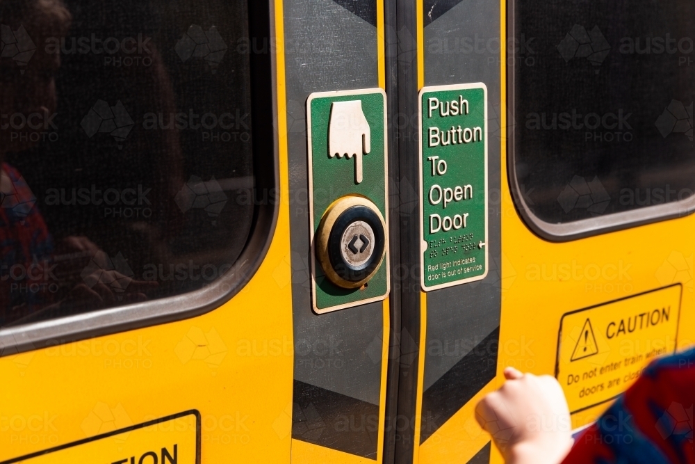 push button to open train door - Australian Stock Image