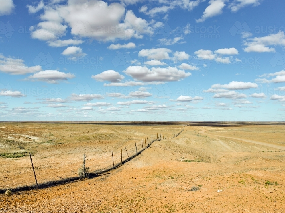 Rabbit proof fence in outback South Australia - Australian Stock Image