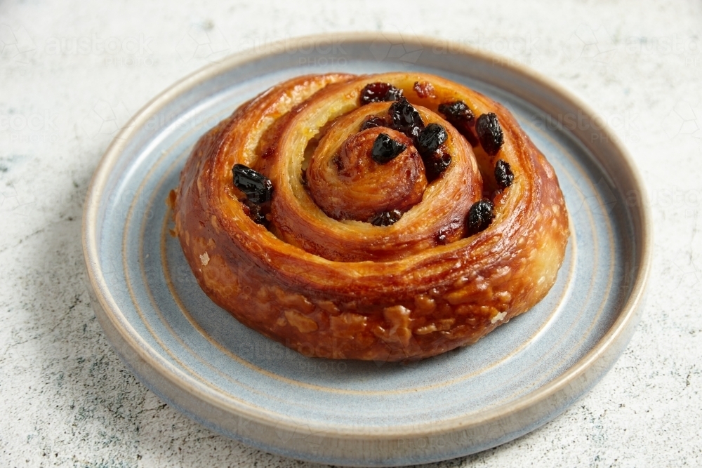 raisin snail pastry desert - Australian Stock Image