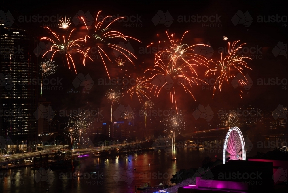 Riverfire fireworks over brisbane - Australian Stock Image