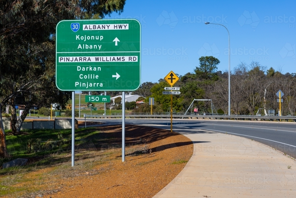 road sign beside Albany highway at Williams - Australian Stock Image