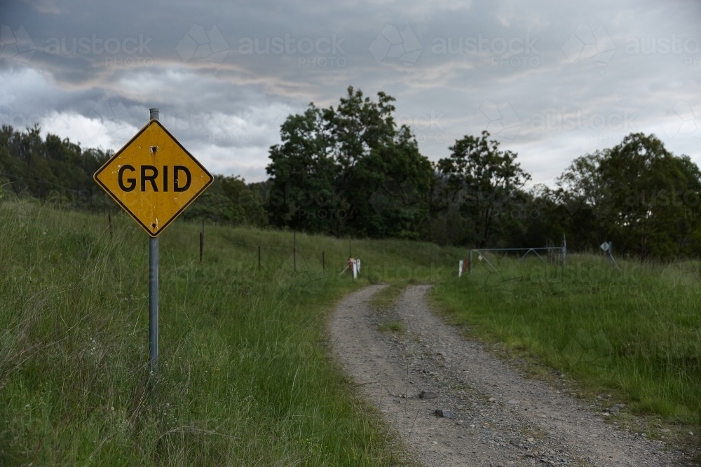 Roadside signage by rural road - Australian Stock Image